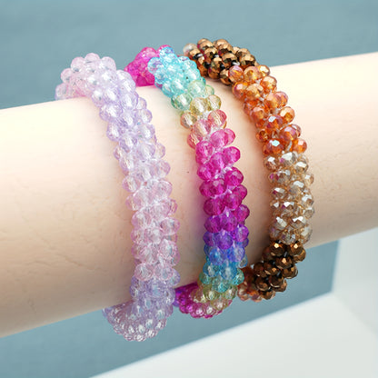 Esbbela 3pcs Bracelet Set Holiday Gift Beaded Artificial Crystal Stackable Strap Set with Elasticity Suitable for Women Men 16.51-20.32cm Daily Vacation