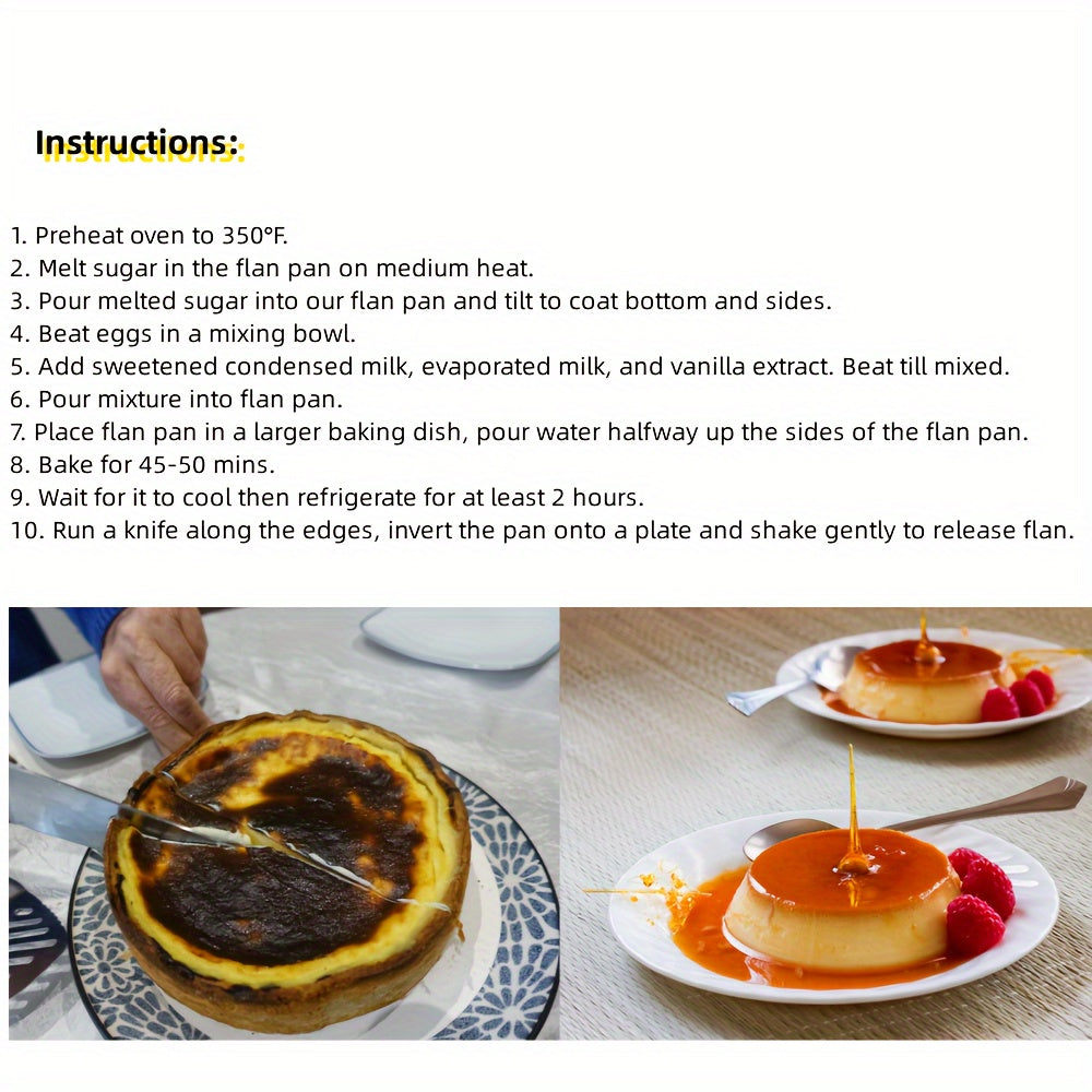 1.5QT Stainless Steel Flan Mold with Lid & Handle - Portable Round Baking Pan for Chocolate, Cupcakes, Pudding | Kitchen Essential