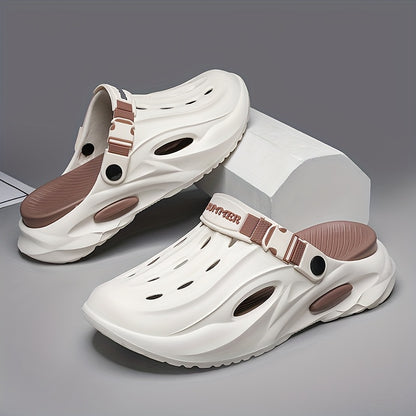 Sandálias de verão unissexo em EVA - Leves, respiráveis, antiderrapantes e confortáveis ​​para a praia, caminhadas e uso casual. Sola macia, bico aberto, design elegante em preto e branco. Calçado de verão | Material EVA