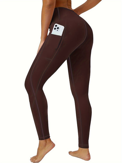 Women's Plus Size Slimming Yoga Leggings with Pockets - High Waist, Breathable & Stretchy Activewear for Running and Fitness