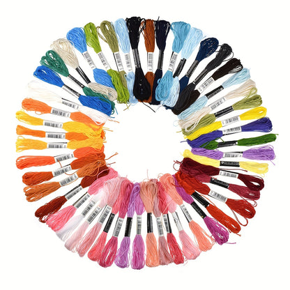 1set Embroidery Kit, 50/100 Colors Threads, 5 Pcs Bamboo Embroidery Hoops And Cross Stitch Tools Set, Hand Embroidery Starter Kit For Beginners Adults