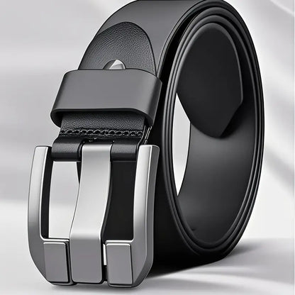 Men'S Genuine Leather Belt with Alloy Buckle - Heavy-Duty, Sweat-Resistant, Formal & Casual Belt for Big Waist - All-Season Everyday & Special Occasion Belt - Durable Metal Buckle Closure - Ideal for Jeans, Dresses, Business