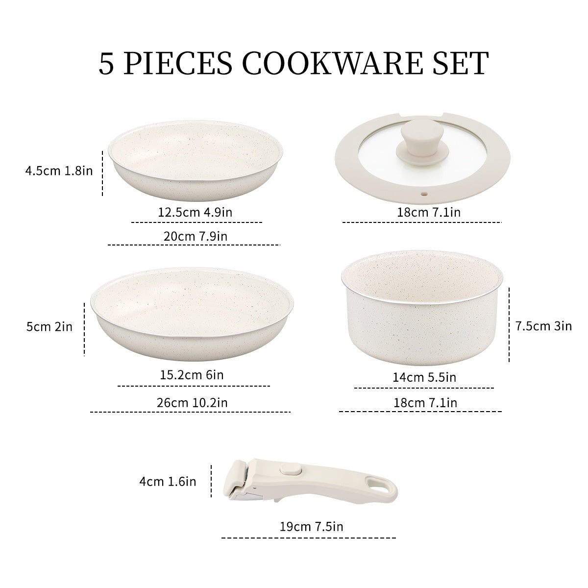 Kpxsiaion Pots and Pans Set, Cookware Set Detachable Handle, Induction Nonstick Kitchen Cookware Sets with Removable Handle, Non Stick RV Cookware Set, Dishwasher/Oven Safe Cookware Set, Induction Compatible, Kitchen Cookware