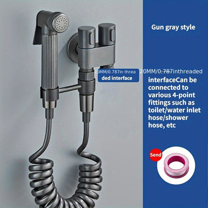 Versatile Wall-Mounted Spray Gun Set with Dual Stainless Steel Valves - Ideal for Bathroom, Pet Showers & More, Chrome Finish, Easy Installation, Fits G1/2 Hoses, Floor Cleaning Tool|Sleek Bathroom Fixture|Durable Alloy Const