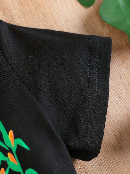 Boy's Tractors Print Casual Outfit Round Neck T-shirt & Shorts, Kids Summer Clothes Set For Daily And Outdoor Wear