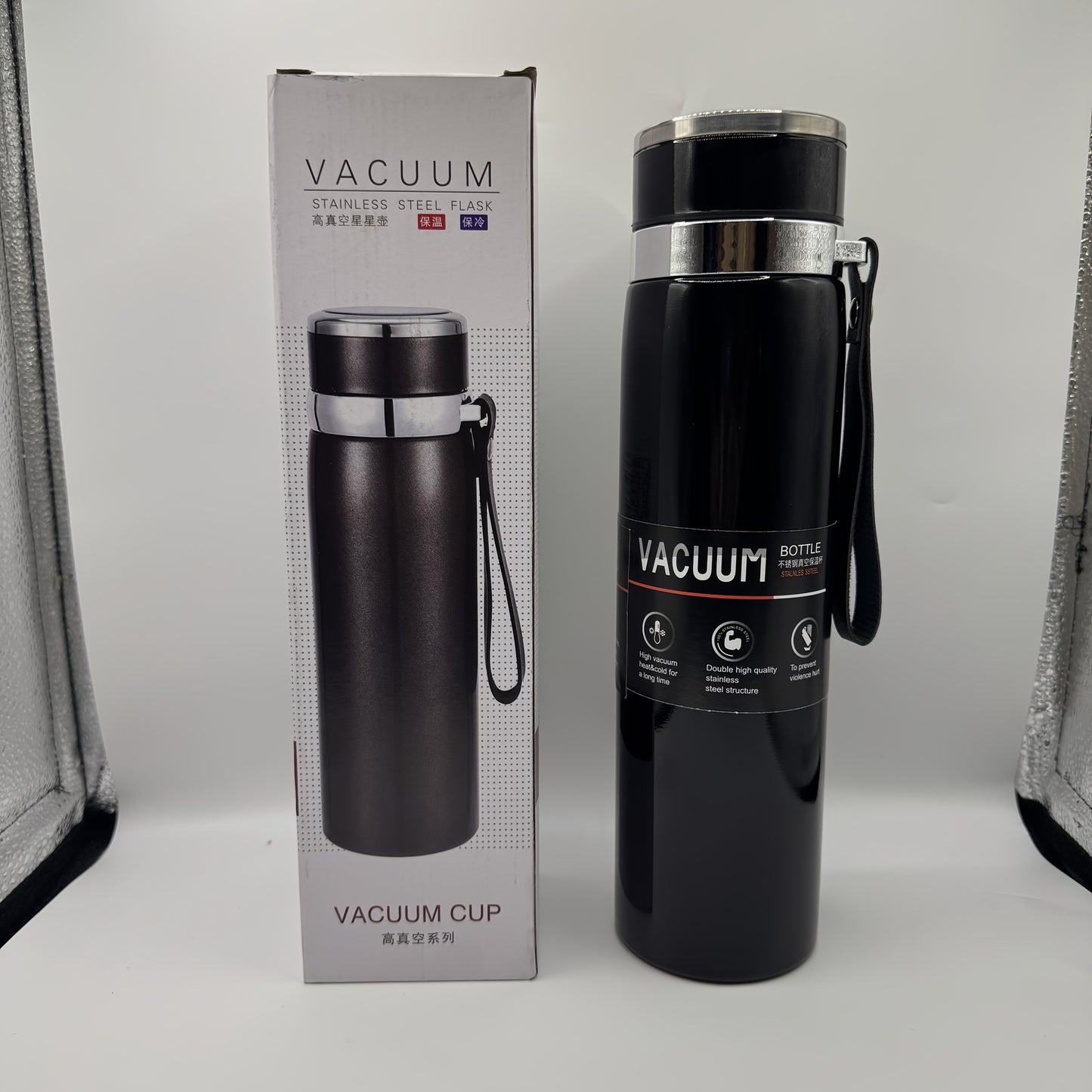1000ml/33.8oz Stainless Steel Thermos - Double-Wall Vacuum Insulated Cup with Leakproof Lid, 24-Hour Hot/Cold Retention, Large Mouth for Easy Cleaning - Matte Finish, Ideal for Camping, Hiking, Office, Travel - Keeps Drinks H