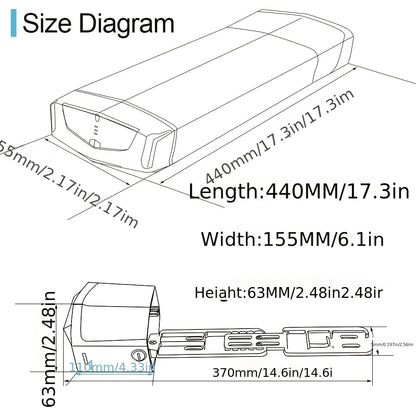36V 17.5AH 630Wh High-capacity electric battery with 20A BMS &amp; Active Balancing, Lithium-Ion battery pack, Bullet connector port and mounting base - Adult E-compatible (Charger not included)