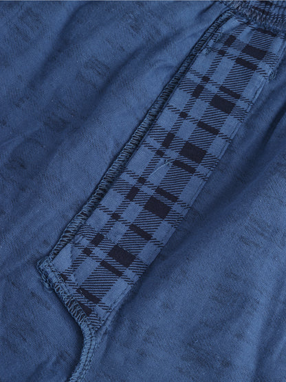 Calça de homem em algodão puro com estampado de flechas, larga, ideal para pijamas, de cintura subida e com gancho profundo.