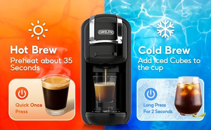 CAFELFFE Multifunctional Capsule Coffee Machine | Italian Espresso Machine | Hot and Cold Use | Quick Heating | Compatible with NES Capsules, DG Capsules, ESEpod | Automatic Coffee Maker for Home and Office | Great Gift for D