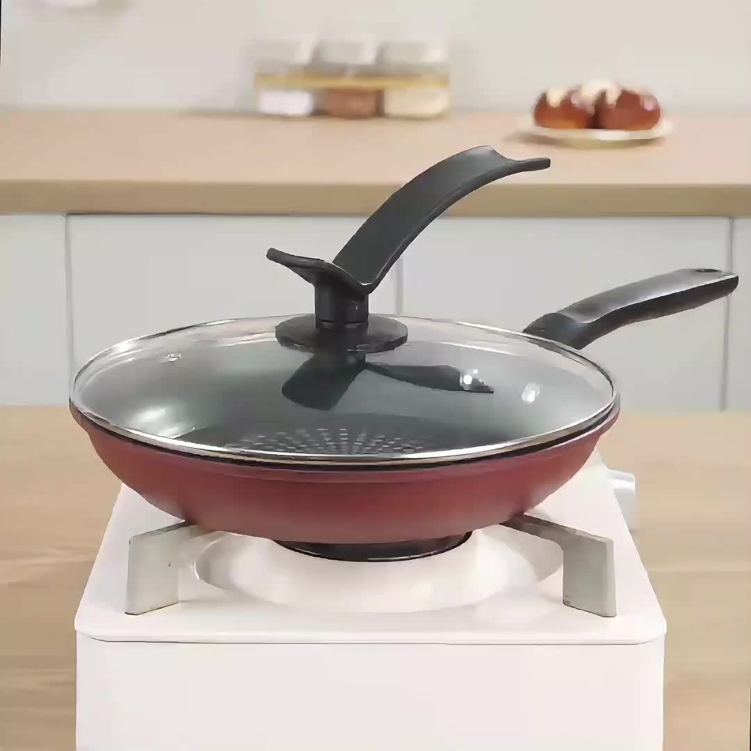 2pcs covered frying pan set, multifunctional and dual-use, smoke-free, suitable for kitchen pancakes, stir frying, etc