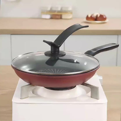 2pcs covered frying pan set, multifunctional and dual-use, smoke-free, suitable for kitchen pancakes, stir frying, etc