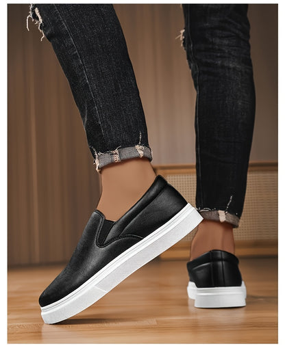 Mocassins para homem sem atacadores - Ténis antiderrapantes de cano baixo com bico redondo, estilo mocassins, com sola acolchoada em PVC, disponíveis em castanho/preto/branco/bege para uso diário e formal - Sapatos sociais minimalistas e versáteis.