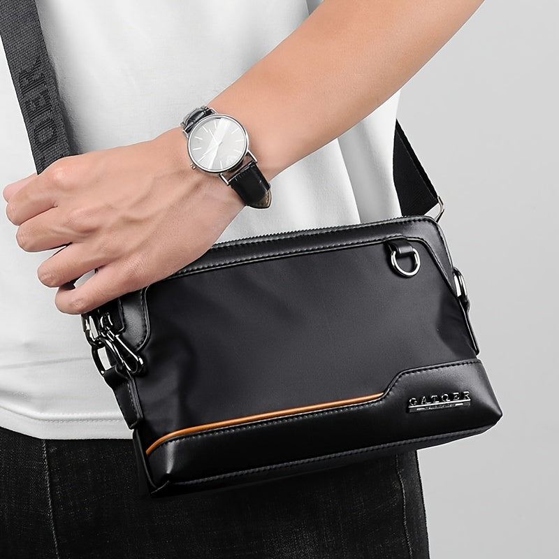 Men'S Premium Oxford Fabric Crossbody Bag with Adjustable Strap - Multi-Compartment Casual Shoulder Bag for Everyday Commute & Outings, Royal Blue with Orange Accents - Ideal Gift for Boyfriend & Family, Crossbody Purse, Vers