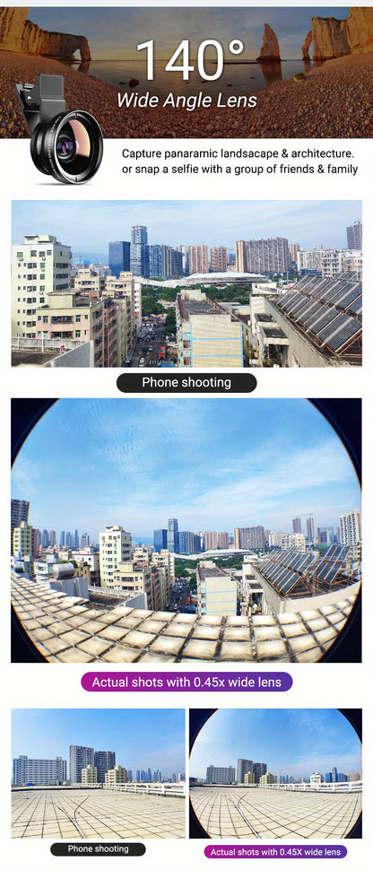 Boost Your Smartphone Photography with APEXEL's 0.45x HD 37MM Wide Angle Lens & 12.5x Super Macro Lens Kit!