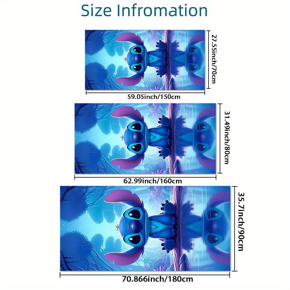 1pc Stitch Microfiber Beach Towel - Quick-Dry, Extra-Large, Ultra-Absorbent & Windproof with Vibrant Cartoon Design, Ideal for Beach, Travel, Camping & Vacation, 260gsm, Contemporary Style, Stitch Room Decor