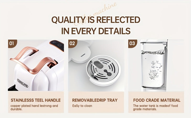 CAFELFFE Multifunctional Capsule Coffee Machine | Italian Espresso Machine | Hot and Cold Use | Quick Heating | Compatible with NES Capsules, DG Capsules, ESEpod | Automatic Coffee Maker for Home and Office | Great Gift for D