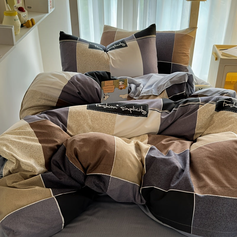 4pcs Quilt Cover, Bed Sheet And Pillowcase, Soft And Comfortable, AB Double Version Design, Fresh And Comfortable Touch, Machine Washable, Skin-Friendly, Suitable for Bedroom And Dormitory Four-Piece Set (1 Quilt Cover + 1 Be