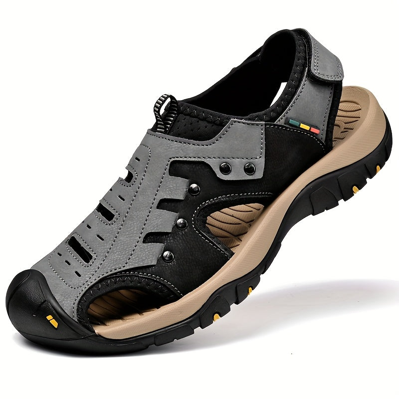 Sandálias pretas, castanhas e cinzentas para mulher - Chinelos de caminhada de verão com fecho ajustável, sola de borracha e material superior confortável para uso casual ao ar livre, sandálias com tiras.