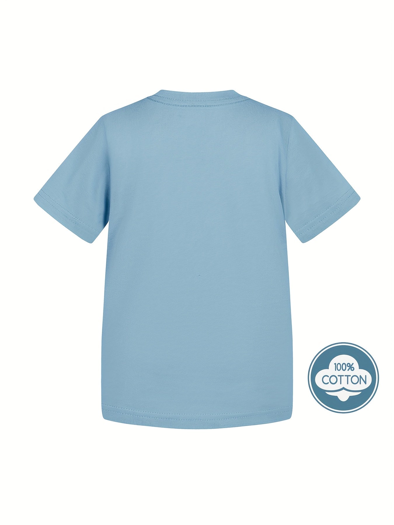 T-shirt infantil de cor sólida, blusa casual de manga curta, t-shirt infantil para o verão.