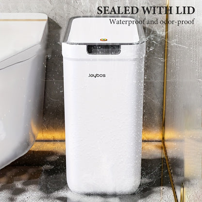 Balde do lixo em plástico branco Joybos com tampa, 2 unidades, grande capacidade, design simples, fácil de usar, essencial para o lar.