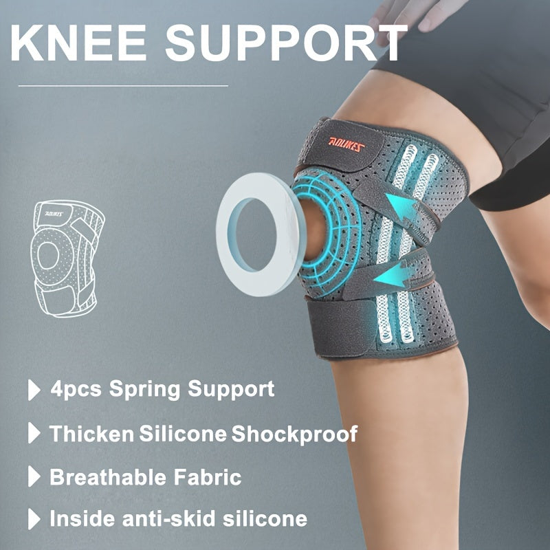 Adjustable Knee Brace Support - Breathable, Comfort Fit for Sports, Gray/Black, for Winter