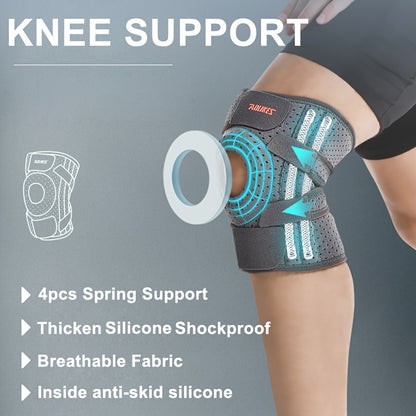 Adjustable Knee Brace Support - Breathable, Comfort Fit for Sports, Gray/Black, for Winter