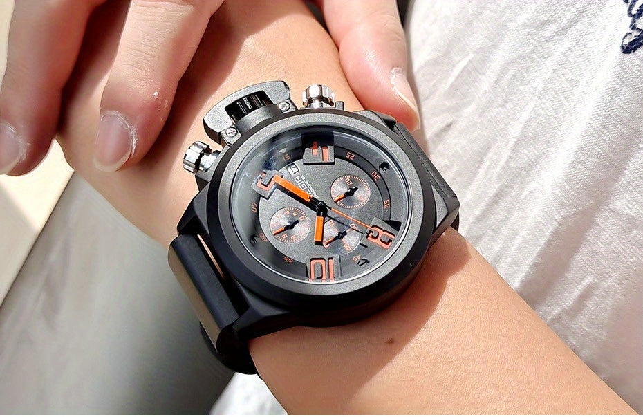 MEGIR Multifunction Men's Watch, Sports Silicone Strap Waterproof Calendar Quartz Watch 2002, Ideal Choice For Gifts