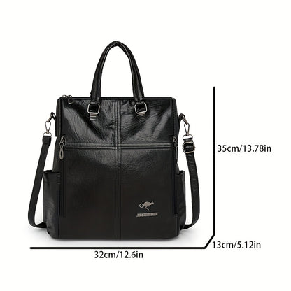 Four One Women's Large Capacity Retro Backpack - Heavy-Duty Nylon Bookbag with Adjustable Shoulder Straps, Golden-Tone Hardware, Front & Back Zipper Pockets, Convertible Crossbody/Backpack for,, Travel (Red, Casual) - (Low