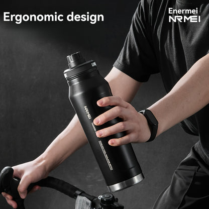1 stainless steel water bottle with carrying strap, 316 stainless steel, suitable for outdoor and camping
