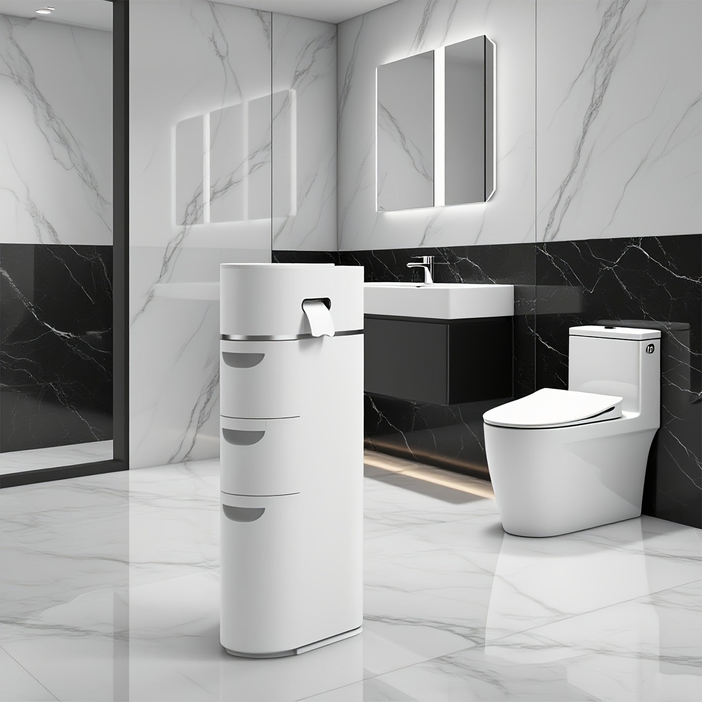 Bathroom Furniture Set, 4-layer Space-saving Transparent Drawer Storage Cabinet - Bathroom Gap Drawer Storage, No Need to Install Multi-function Storage Rack, Suitable for Bathroom, Kitchen, Living Room - Durable Plastic Home