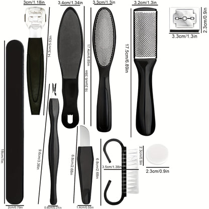 10pcs/set Foot Rasp Dead Skin Remover Manicure Tool Set, Professional Nail Clippers Pedicure Kit, Nail Art Tools, Stainless Steel Grooming Kit For Travel