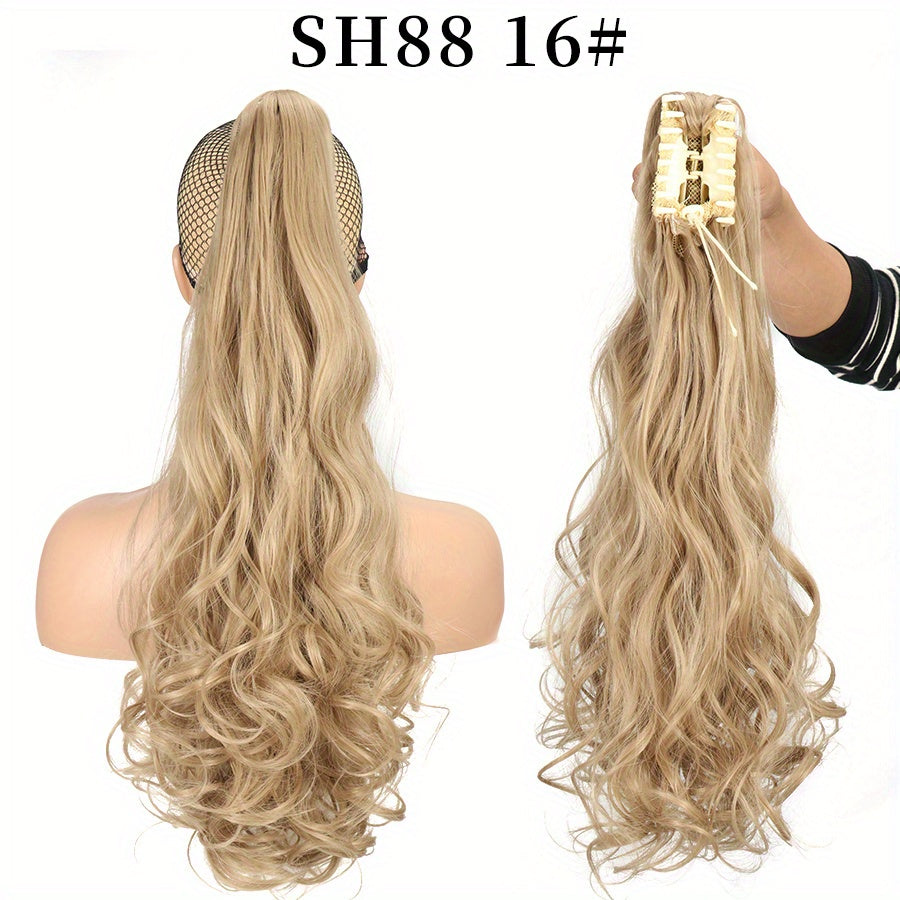 Long Wavy Ponytail Extensions - 55.88 cm Claw Clip In Synthetic Hair Piece For Women - Add Volume And Style To Your Hair Halloween Christmas