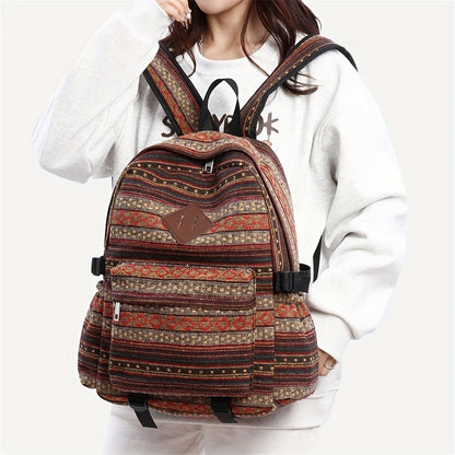 2025 Vintage Style Backpack with Adjustable Straps, Multiple Compartments in Brown, Red, Blue and Gray, Large Capacity Travel Backpack and Daypack, Travel Backpack