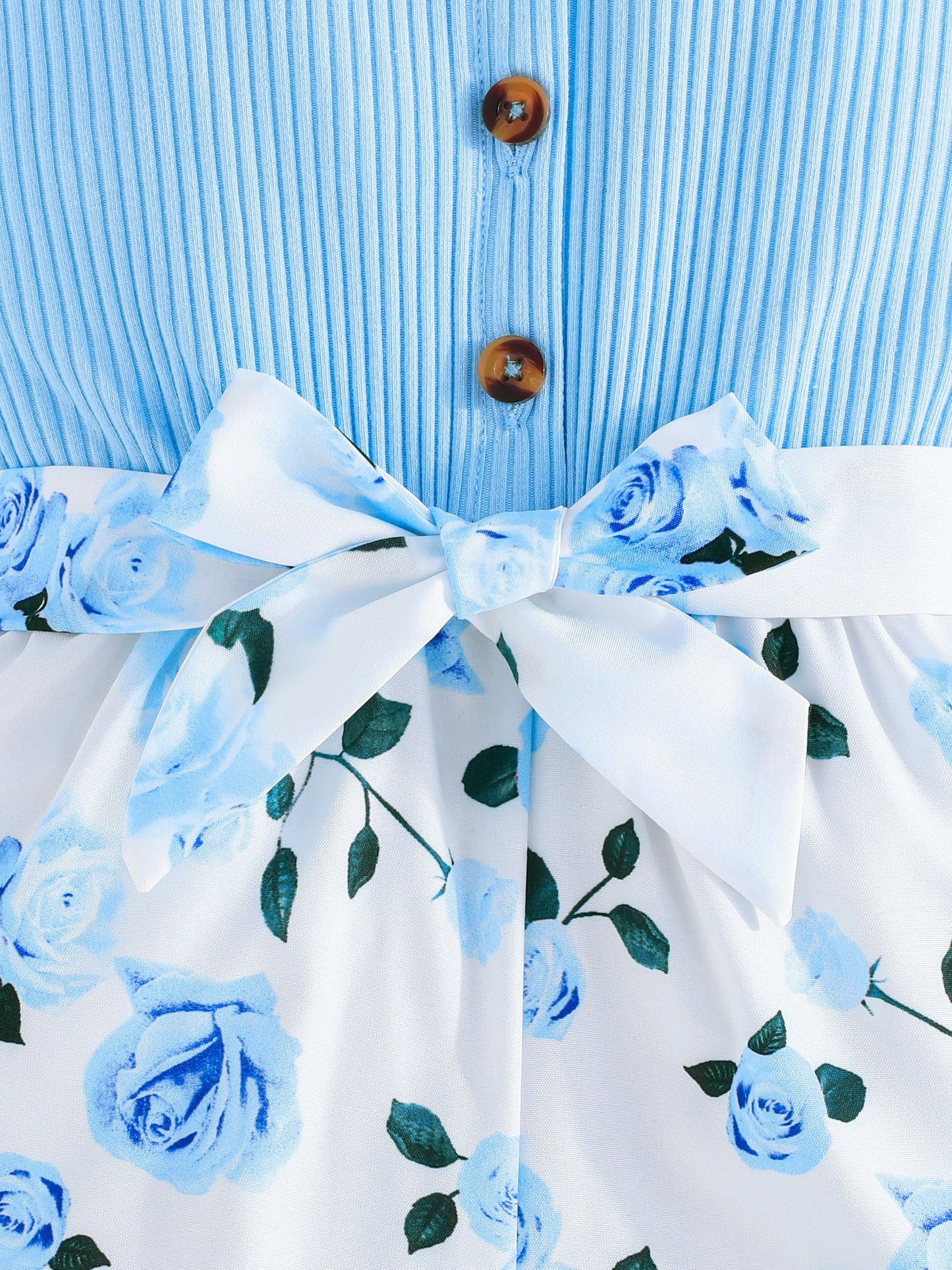 Girls' Summer Casual Floral Print Off-Shoulder Jumpsuit with Adjustable Waist Belt - Lightweight Breathable Shorts for Outdoor Play & Daily Wear, Blue & White Flower Design, Perfect for Weekend Outings, Cute Outfits for Girls