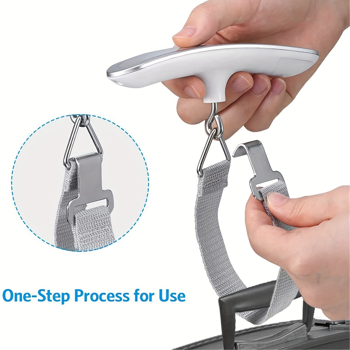 Portable Digital Luggage Scale with Backlit LCD Display, 49.9KG Capacity, Overweight Warning Function, Metal Hook, Lightweight & Compact Design for Travel