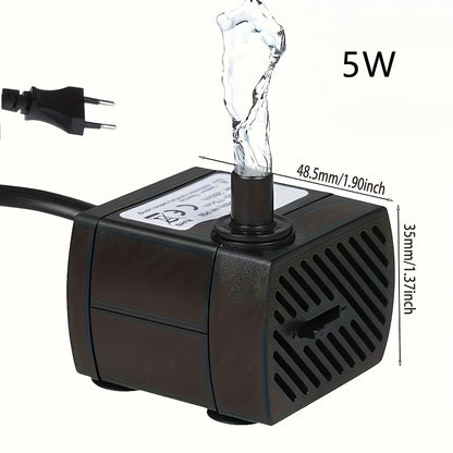 1pc AC 220V 3W~5W~10W EU Plug Submersible Water Pump for Aquarium Fountain, Air Fish Pond, Water Tank Filter, Fish Pond Aquarium Garden Fountain, Without Battery