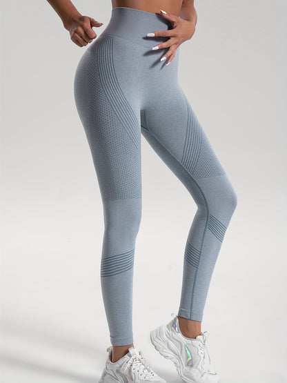 Seamless Knit Tight High Stretch Long Pants, Sports Yoga Fitness Running Trousers, Women's Leggings