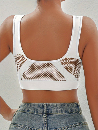 5pcs, solid color brass sports shoes, wire-free, padded, breathable mesh, high elasticity for yoga and running.