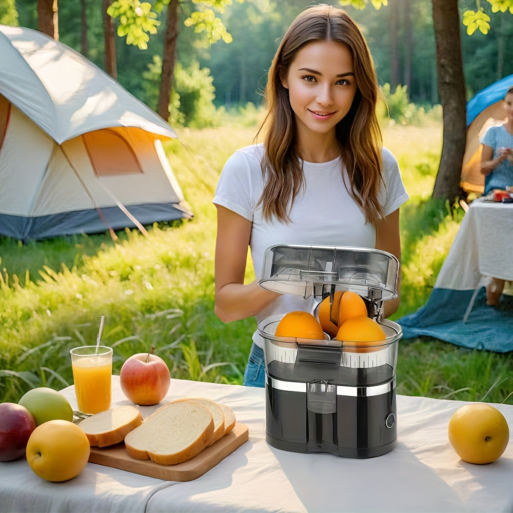 Copo de sumo portátil, espremedor doméstico de duas cabeças, espremedor multifuncional com separação de polpa, grande capacidade, material ABS, separador de polpa silencioso, ideal para viagens, leve e perfeito para cozinhas pequenas.