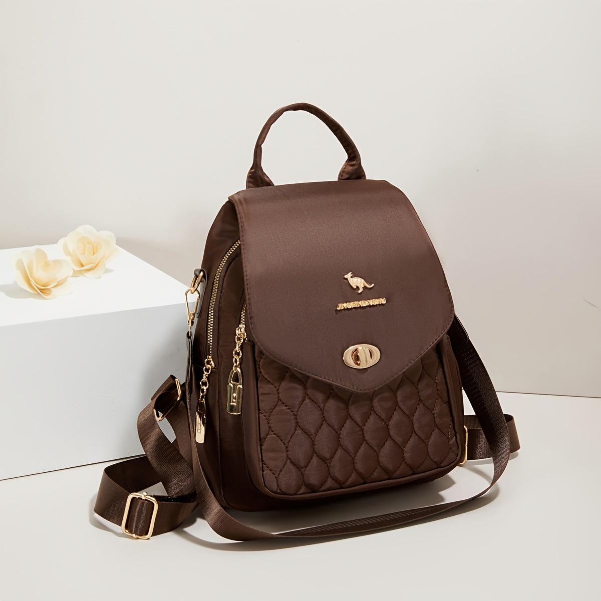 3-in-1 Convertible Backpack for Women - High Quality Nylon with Kangaroo Pocket & Adjustable Shoulder Straps, Lightweight Multifunctional Bag for Commuting, Travel, Work - Easy Wipe Clean, Black