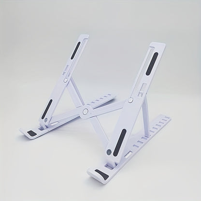 Foldable Adjustable Desktop Computer Cooling Stand - 54.61cm x 71.12cm White/Black, Adjustable Length for Laptop, Phone, Books, Ergonomic Design, Non-Slip Rubber Pads, Portable & Lightweight, Reduces Space Occupancy, Perfect