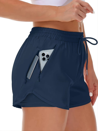 Women'S Casual Sports Shorts - Beige, Stretchy Lycra Fabric, Drawstring Waist, Multiple Pockets for Running and Fitness, Casual Sportswear|Casual Fit|Stretchy Fabric