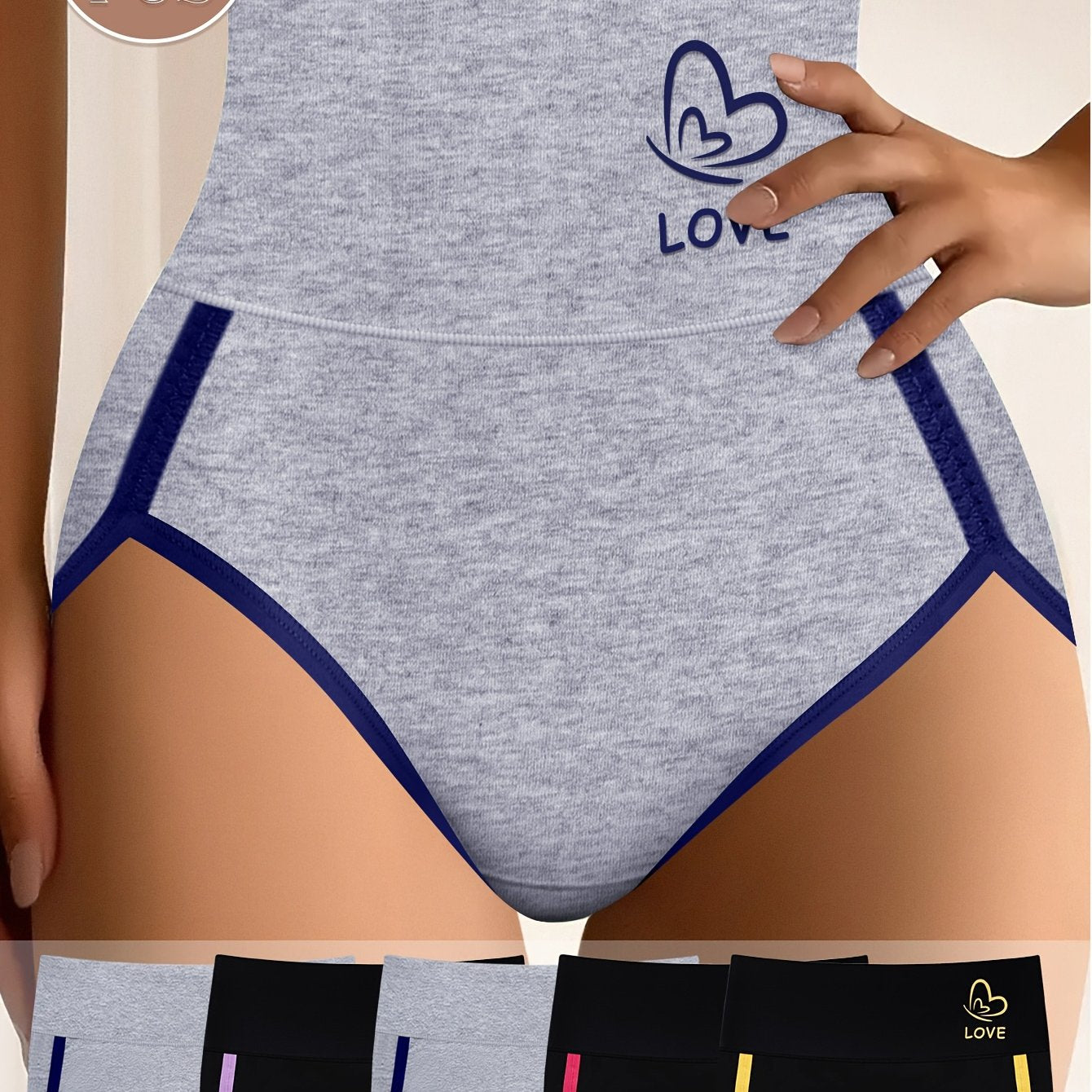 5-Pack Women's High Waist Briefs - Color Block Design, Soft Comfortable Triangle Underwear with Multi-Color Options, Non-Transparent & Hand Wash Only for Everyday Elegant Wear
