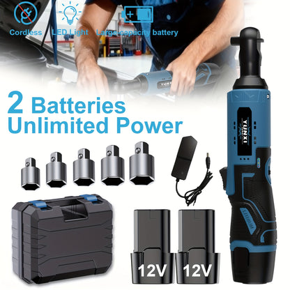 2025 New Electric Wrench, Portable Ratchet Wrench, Automotive Maintenance Angle Crane Installation Tool, Effort-Saving Quick-Release Wrench for Home Renovation, Ergonomic Socket Design, Featuring Adjustable Speed ​​Trigger, Ide