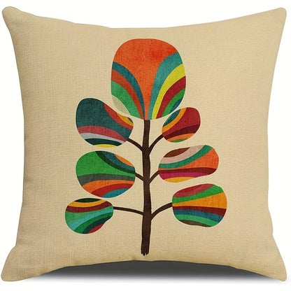 4pcs  Abstract Sunset Linen Throw Pillow Covers  Decorative Square Boho Abstract Pillow Cases 18x18 Inches Farmhouse Sunset Cushion Covers for Sofa Couch Home Decoration