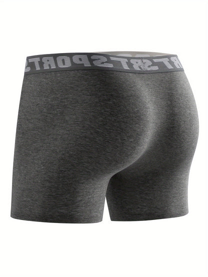 Stylish High Quality Series - 10 Pcs Men's Geometric Letter Deer Print Stretchy Long Boxer Briefs - Comfy & Quick- Drying & Breathable Underwear Set