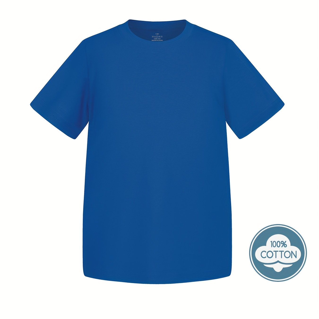 T-shirt infantil de cor sólida, blusa casual de manga curta, t-shirt infantil para o verão.