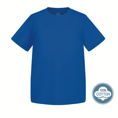 T-shirt infantil de cor sólida, blusa casual de manga curta, t-shirt infantil para o verão.