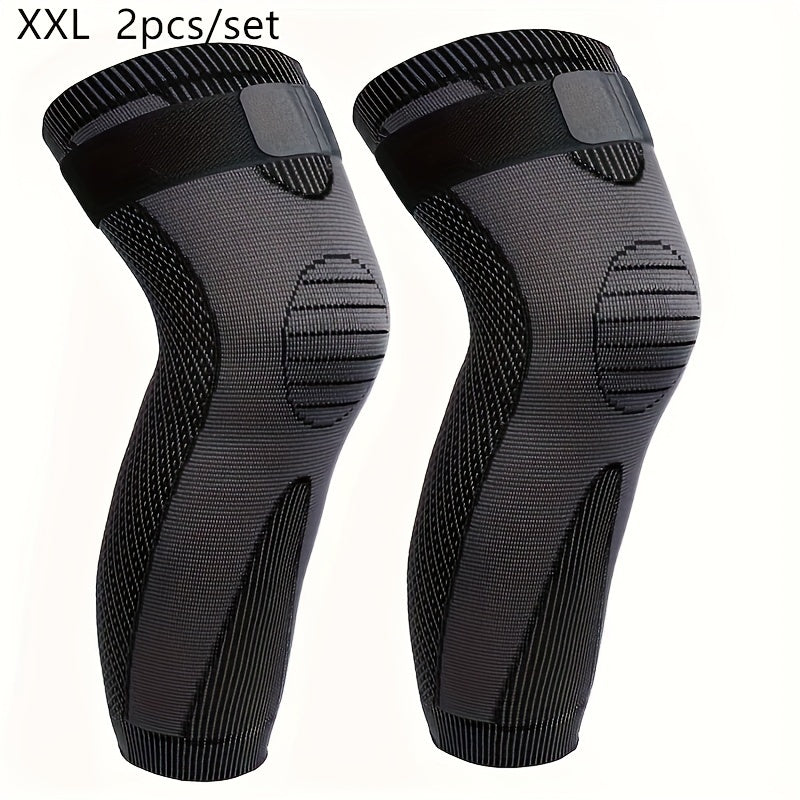 Two pairs of compression leg sleeves with elastic bands, suitable for both men and women, knee protectors, pressure sleeves for indoor and outdoor fitness, warm and breathable, perfect gift for family and friends, suitable fo
