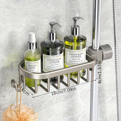 2pcs Aluminum Shower Caddy - Sturdy &amp; Easy to Install with Hooks, Suitable for Shampoo, Body Wash, Sponge Brush - Modern Style, Rust-Resistant Material, Bathroom Accessory